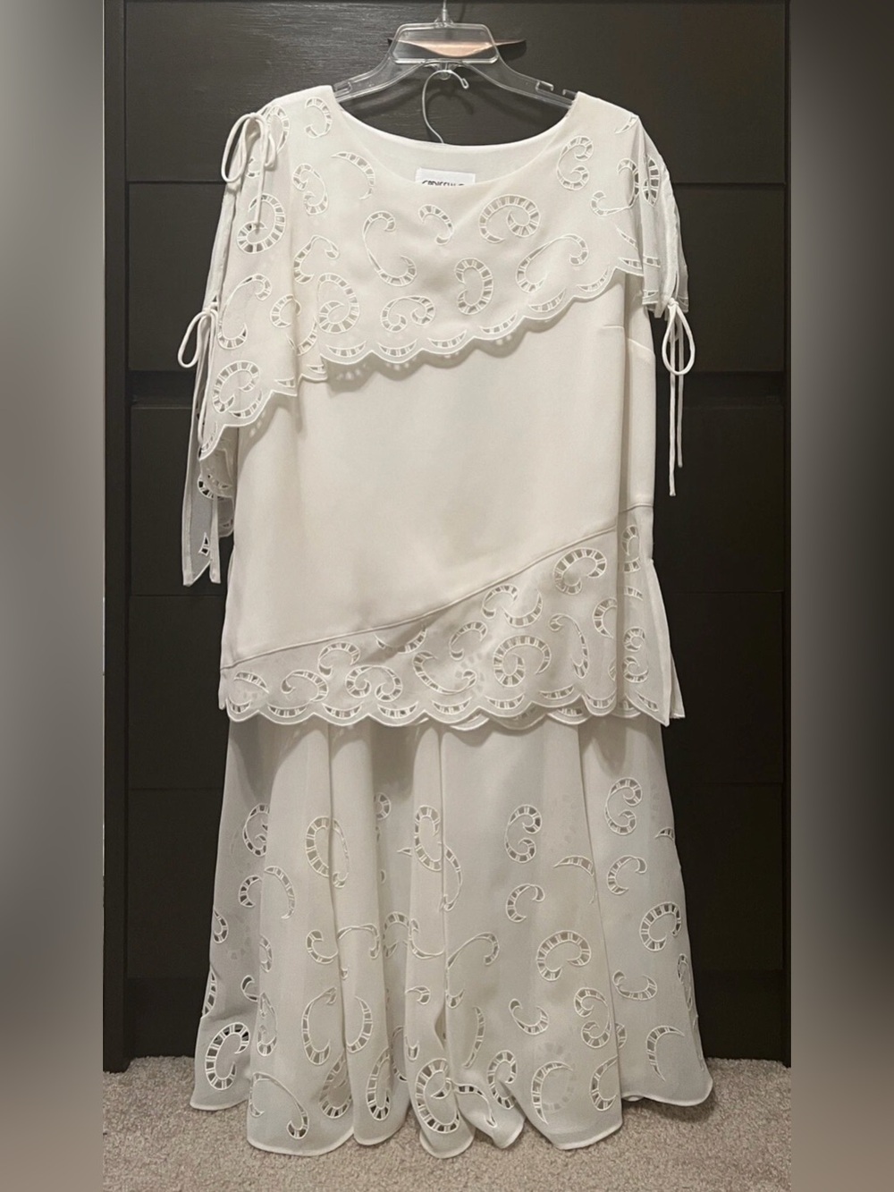 Carissimo Women Formal Evening Dress Ivory Cream Top Skirt Dress Set Size 12
